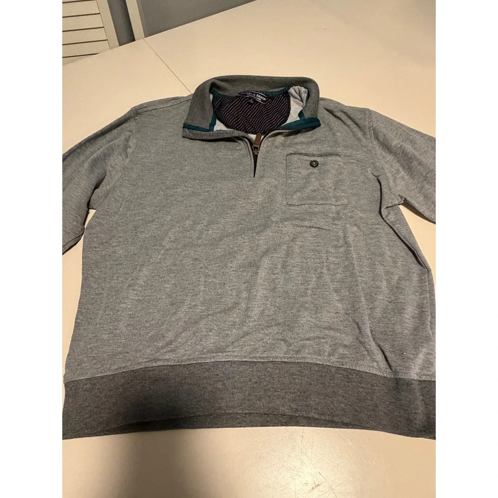 Pebble Beach Performance Mens Gray Quarter Zip Pullover Sweater Size M Pocket
